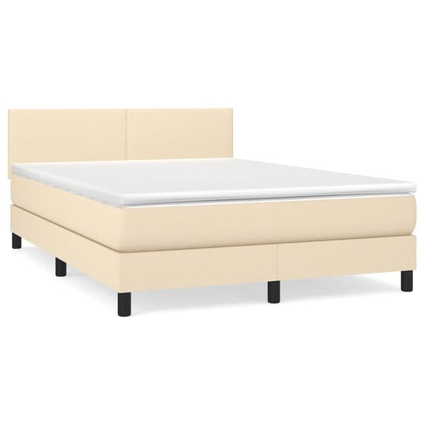 vidaXL Boxspring posteľ s matracom kr&eacute;mov&yacute; 140x190 cm l&aacute;tka