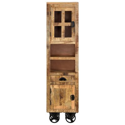 vidaXL Vysoká skrinka na kolečkách 38x30x143 cm masívne surové mangovníkové drevo