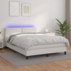 vidaXL Boxspring posteľ s matracom a LED biela 140x190 cm umel&aacute; koža