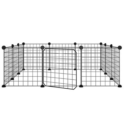 VidaXL 12-panelová klietka pre domáce zvieratá čierna 35x35 cm oceľ