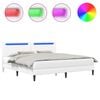 vidaXL R&aacute;m postele s LED p&aacute;sikmi Biela 180 x 200 cm Umel&aacute; koža