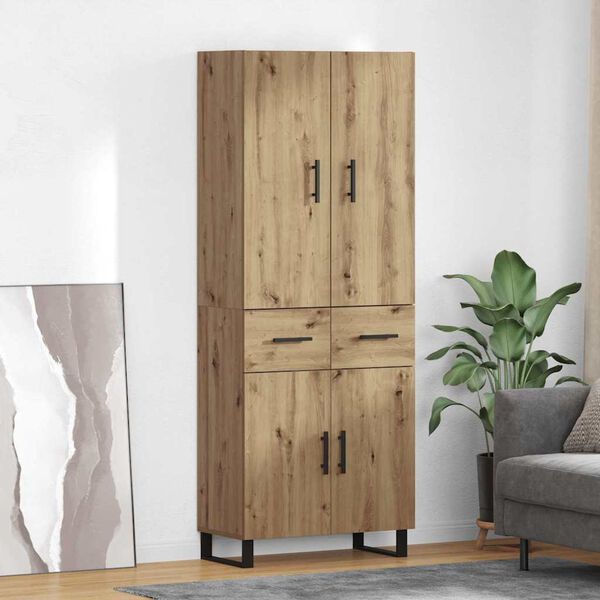 vidaXL Highboard so z&aacute;suvkou 2 pcs Remeseln&yacute; dub 69,5 x 34 x 180 cm