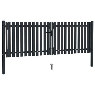 vidaXL Dvojkrídlová plotová brána, oceľ 306x125 cm, antracitová