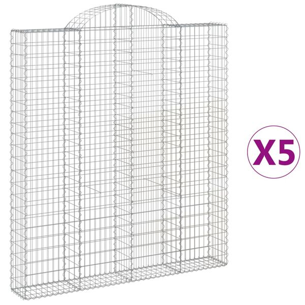 vidaXL Oblúkový gabionový kôš 5 ks 200x30x220/240cm pozinkované železo
