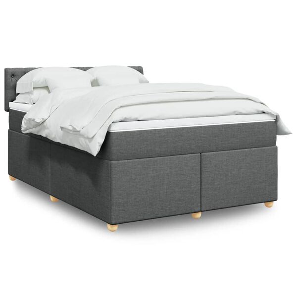 vidaXL Boxspring posteľ s matracom tmavosiv&aacute; 160x200 cm l&aacute;tka