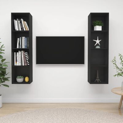 vidaXL Nástenné TV skrinky 2 ks čierne drevotrieska