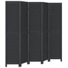 vidaXL Parav&aacute;n, 5 panelov, čierny, mas&iacute;vne drevo paulovnie