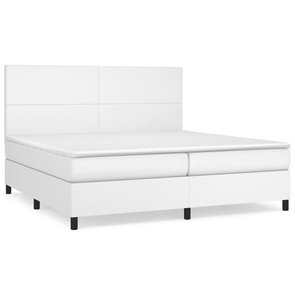vidaXL Boxspring posteľ s matracom biela 200x200 cm umelá koža
