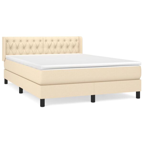 vidaXL Boxspring posteľ s matracom kr&eacute;mov&yacute; 140x190 cm l&aacute;tka