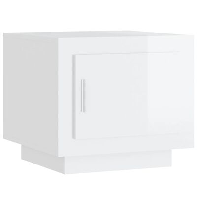 vidaXL Konferenčný stolík lesklý biely 51x50x45 cm spracované drevo