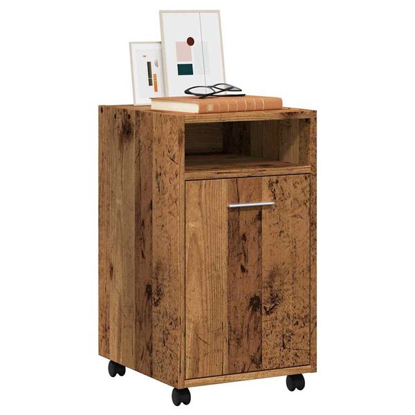 vidaXL Skrinka s kolieskami Old Wood 33x38x60 cm Engineered Wood