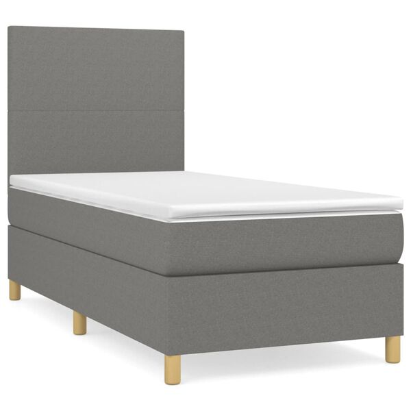 vidaXL Boxspring posteľ s matracom tmavosiv&aacute; 90x190 cm l&aacute;tka