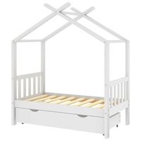 vidaXL Detský posteľný rám so zásuvkou biely borovica 70x140 cm