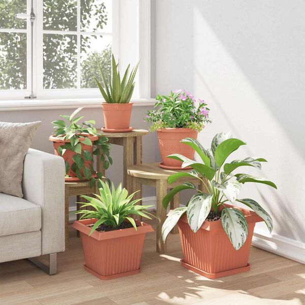 vidaXL &Scaron;tvorcov&yacute; črepn&iacute;k na kvety 6 pcs Tehlovo červen&aacute; Plast