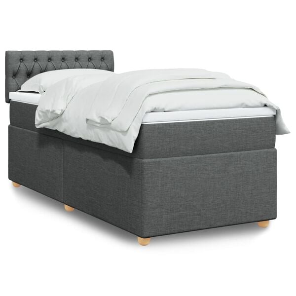 vidaXL Boxspring posteľ s matracom tmavosiv&aacute; 90x190 cm l&aacute;tka