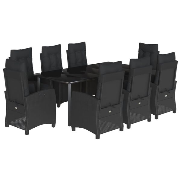 vidaXL 9-dielna z&aacute;hradn&aacute; jed&aacute;lensk&aacute; sada s vank&uacute;&scaron;mi čierna polyratan