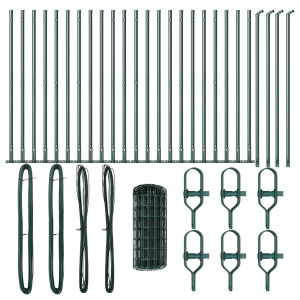 vidaXL Plot s stĺpmi Zelená 0.4 x 50 m Oceľ