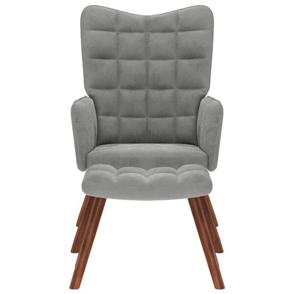 vidaXL Relaxačné kreslo so stoličkou, svetlosivé zamatové