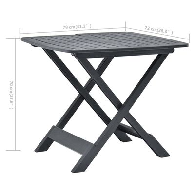 vidaXL Skladací záhradný stôl antracitový 79x72x70 cm plastový