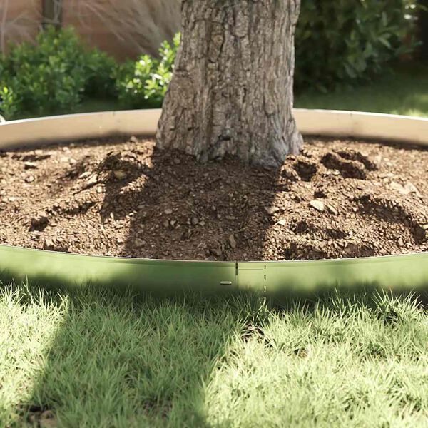 vidaxl Obrubník trávnika 10 pcs Sivá 14 x 100 cm Oceľ