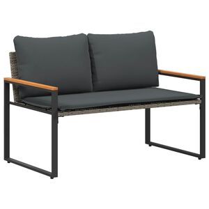 vidaXL lavička s vank&uacute;&scaron;om Siv&aacute; a tmavo siv&aacute; 115 x 65 x 72 cm Ratan