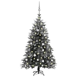 vidaXL Umel&yacute; vianočn&yacute; stromček s LED, sadou g&uacute;ľ a snehom 150cm PVC+PE