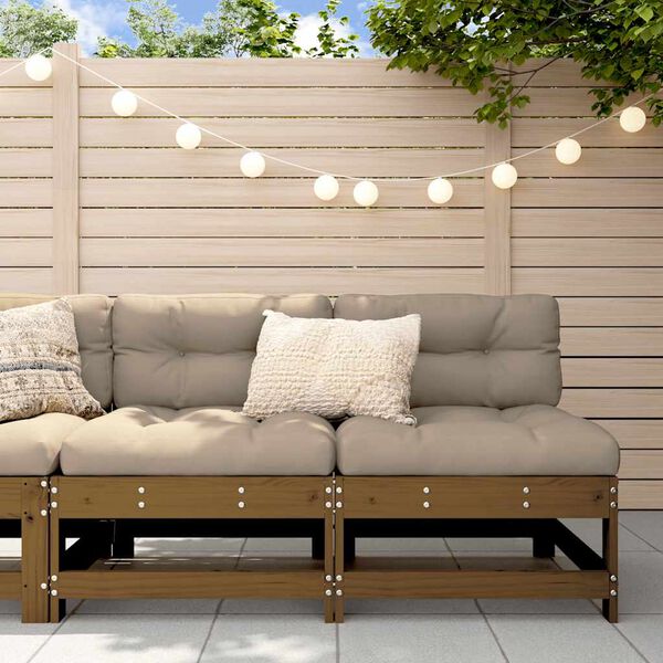 vidaXL Stredové pohovky s vankúšmi 2 ks medové borovicový masív