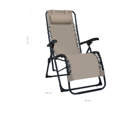 vidaXL Skladacia terasová stolička hnedo-sivá látková