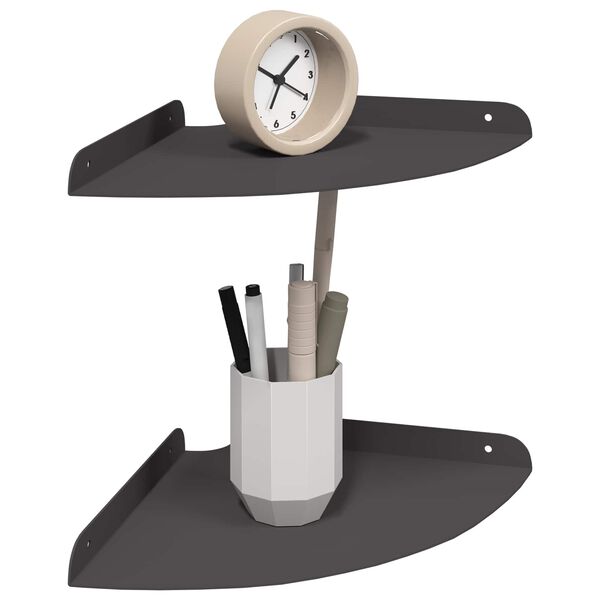 vidaXL Rohov&aacute; pl&aacute;vaj&uacute;ca polica s poličkou 2 pcs Čierny 24 x 24 x 2 cm