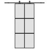 vidaXL Posuvn&eacute; dvere s kovan&iacute;m čierne 90x205 cm tvrden&eacute; sklo
