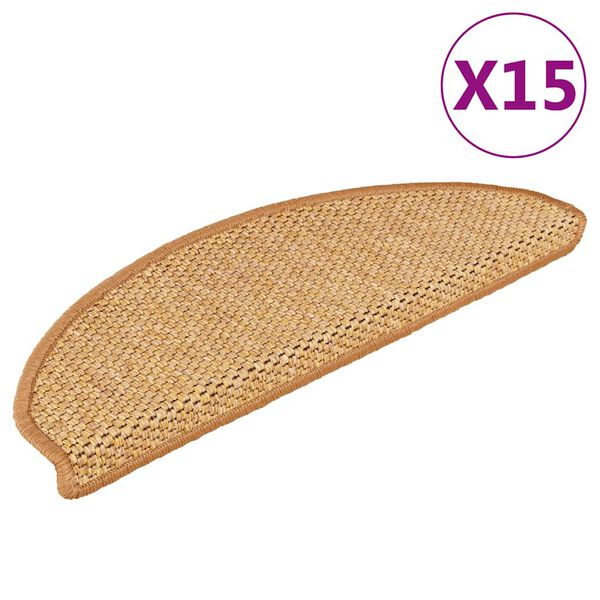 vidaXL Samolepiace n&aacute;&scaron;ľapy na schody, sisalov&yacute; vzhľad 15 ks 65x21x4 cm