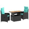 vidaXL Z&aacute;hradn&aacute; jed&aacute;lensk&aacute; s&uacute;prava 3 ks Black and Turquoise