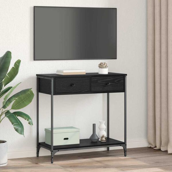 vidaXL Konzolov&yacute; st&ocirc;l Čierny dub 75 x 34,5 x 75 cm Kompozitn&eacute; drevo