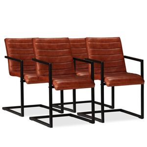 vidaXL Jed&aacute;lensk&eacute; stoličky 4 ks, hned&eacute;, prav&aacute; koža