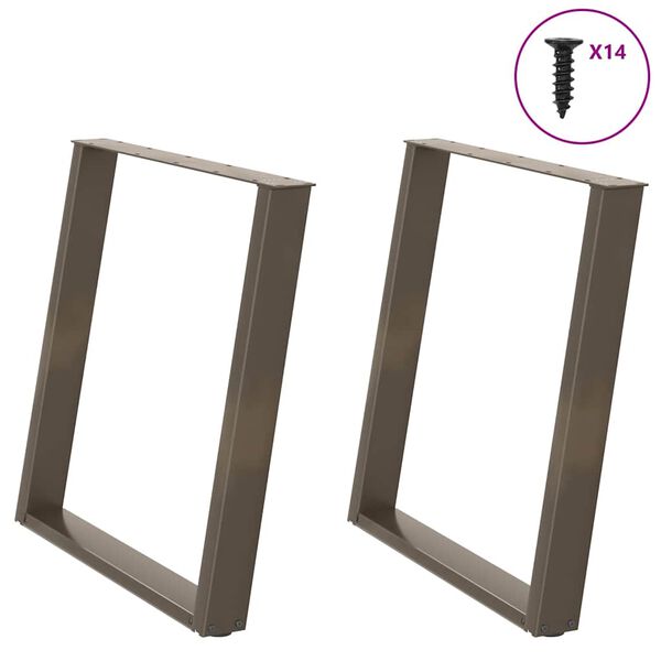 vidaXL Nohy k jed&aacute;lensk&eacute;mu stolu v tvare U, 2 ks, pr&iacute;rodn&aacute; oceľ, 70 x (72-73) cm, oceľ