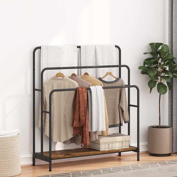 vidaXL Ve&scaron;iak na oblečenie s poličkou Star&eacute; drevo 90 x 30 x 100,5 cm