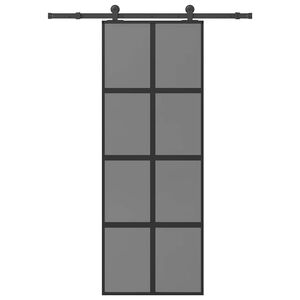vidaXL Posuvn&eacute; dvere s kovan&iacute;m 76x205 cm tvrden&eacute; sklo a hlin&iacute;k &uacute;zke