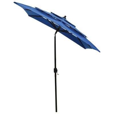 vidaXL 3-stupňový slnečník s hliníkovou tyčou azúrovo-modrý 2x2 m