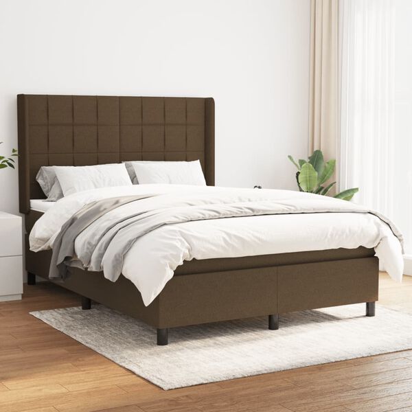vidaXL Boxspring posteľ s matracom tmavohned&aacute; 140x190 cm l&aacute;tka
