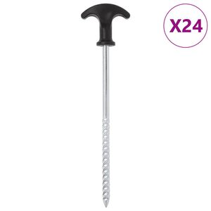 vidaXL Stanov&eacute; kol&iacute;ky 24 ks 20 cm &Oslash;7 mm pozinkovan&aacute; oceľ
