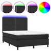 vidaXL Boxspring posteľ s matracom a LED čierny 140x190 cm umel&aacute; koža