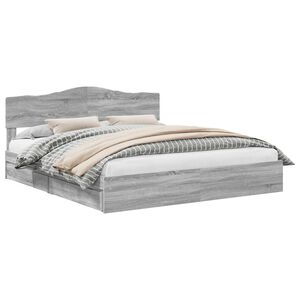 vidaXL R&aacute;m postele Siv&yacute; Sonoma 200 x 200 cm Mas&iacute;vne borovicov&eacute; drevo
