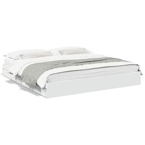 vidaXL Posteľn&yacute; r&aacute;m so z&aacute;suvkami biely 200x200 cm kompozitn&eacute; drevo