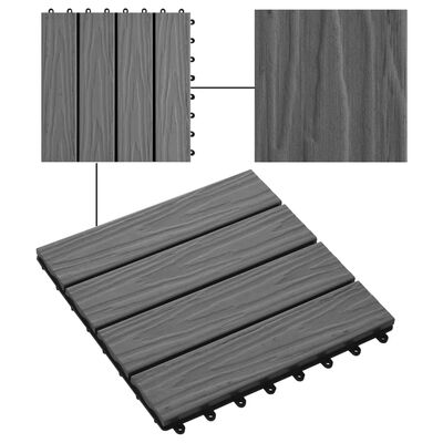 vidaXL Podlahové dlaždice z WPC 11 ks 30x30 cm 1 m2 šedé