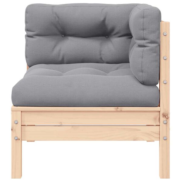 vidaXL 3-dielny záhradný sedací set so sivými sedákmi borovicový masív