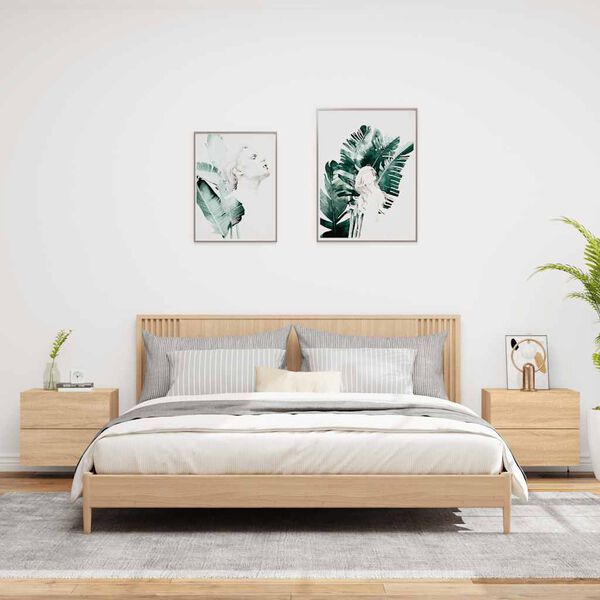 vidaXL Nástenné nočné skrinky s LED osvetlením 2 ks dub sonoma