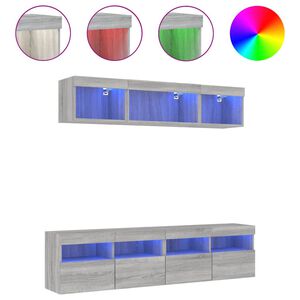 vidaXL 5-dielne TV n&aacute;stenn&eacute; skrinky s LED siv&eacute; sonoma kompozitn&eacute; drevo