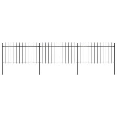 vidaXL Záhradný plot so špicatými vrchmi čierny oceľový 5,1x1 m