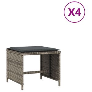 vidaXL Z&aacute;hradn&eacute; taburetky s vank&uacute;&scaron;mi 4 ks siv&eacute; 40x40x35 cm polyratan