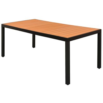 vidaXL Záhradný stôl, hnedý 185x90x74 cm, hliník a WPC